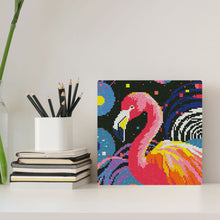 Afbeelding in Gallery-weergave laden, Mini Diamond Painting 25x25 cm - Flamingo Abstracte Pop-Art
