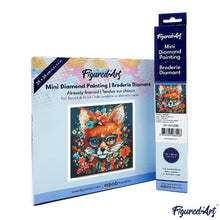 Afbeelding in Gallery-weergave laden, Mini Diamond Painting 25x25 cm - Modieuze vos met bloemen