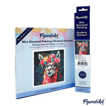 Afbeelding in Gallery-weergave laden, Mini Diamond Painting 25x25 cm - Modieuze lama met bloemen