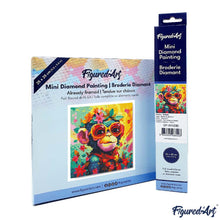 Afbeelding in Gallery-weergave laden, Mini Diamond Painting 25x25 cm - Modieuze aap met bloemen
