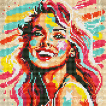 Afbeelding in Gallery-weergave laden, Mini Diamond Painting 25x25 cm - Blonde Vrouw Pop Art