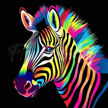 Afbeelding in Gallery-weergave laden, Mini Diamond Painting 25x25 cm - Neon Zebra
