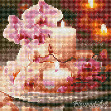 Afbeelding in Gallery-weergave laden, Mini Diamond Painting 25x25 cm - Orchideeën en Kaarsen