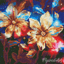 Afbeelding in Gallery-weergave laden, Mini Diamond Painting 25x25 cm - Glinsterende Gouden Bloemen