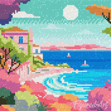 Afbeelding in Gallery-weergave laden, Mini Diamond Painting 25x25 cm - Kleurrijke Franse Riviera