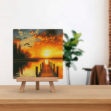 Afbeelding in Gallery-weergave laden, Mini Diamond Painting 25x25 cm - Gouden Meer Zonsondergang