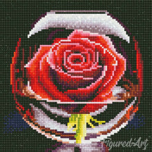 Afbeelding in Gallery-weergave laden, Mini Diamond Painting 25x25 cm - Rode Roos in het Glas