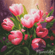 Afbeelding in Gallery-weergave laden, Mini Diamond Painting 25x25 cm - Mooie Roze Tulpen