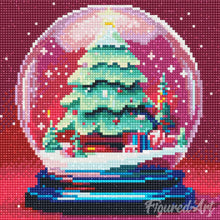 Afbeelding in Gallery-weergave laden, Mini Diamond Painting 25x25 cm - Kerstboom in Sneeuwbol
