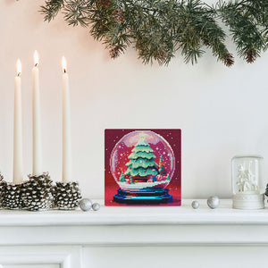 Mini Diamond Painting 25x25 cm - Kerstboom in Sneeuwbol