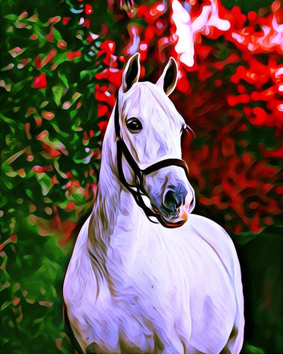 Kruissteek borduren - Paard en gekleurde achtergrond
