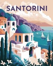 Afbeelding in Gallery-weergave laden, Schilderen op Nummer - Reisposter Santorini