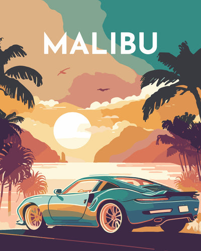Schilderen op Nummer - Reisposter Malibu
