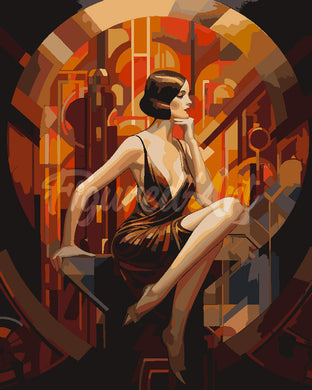 Schilderen op Nummer - Zittende Art Deco Vrouw