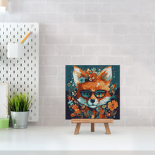 Afbeelding in Gallery-weergave laden, Mini Schilderen op Nummer met Frame - Modieuze vos met bloemen