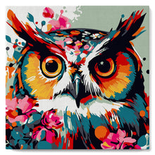 Afbeelding in Gallery-weergave laden, Mini Schilderen op Nummer met Frame - Modieuze uil met bloemen