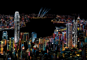 Scratch Painting - Hong Kong 's nachts