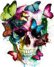 Afbeelding in Gallery-weergave laden, Schilderen op Nummer - Kleurrijke vlinders en schedel