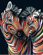 Afbeelding in Gallery-weergave laden, Schilderen op Nummer - Paar kleurrijke zebra&#39;s