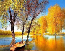 Afbeelding in Gallery-weergave laden, Diamond Painting - Boot op een vijver Diamond Painting Landschappen, landschappen