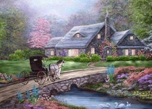 Afbeelding in Gallery-weergave laden, Diamond Painting - Koets op de brug Diamond Painting Landschappen, landschappen