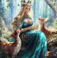 Afbeelding in Gallery-weergave laden, Diamond Painting - Fee en reekalfjes in het bos dieren, Diamond Painting Dieren