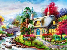 Afbeelding in Gallery-weergave laden, Diamond Painting - Huis in de buurt van kleine rivier Diamond Painting Landschappen, landschappen