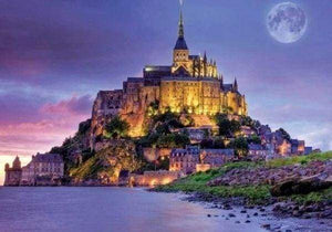 Diamond Painting - Mont Saint Michel steden, Diamond Painting Steden, Diamond Painting Landschappen, landschappen