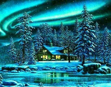 Afbeelding in Gallery-weergave laden, Diamond Painting - Pools noorderlicht Diamond Painting Landschappen, landschappen