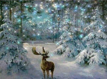 Afbeelding in Gallery-weergave laden, Diamond Painting - Sneeuw Rendier dieren, hert, Diamond Painting Dieren, Diamond Painting Landschappen, landschappen, winter