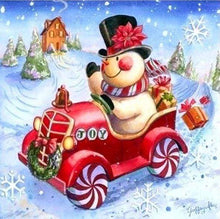 Afbeelding in Gallery-weergave laden, Diamond Painting - Sneeuwpop in zijn auto Diamond Painting Andere, ander, winter
