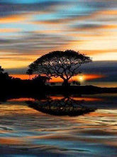 Afbeelding in Gallery-weergave laden, Diamond Painting - Zonsondergang aan het water Diamond Painting Landschappen, landschappen