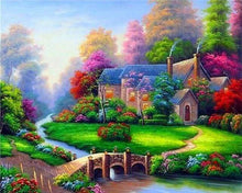 Afbeelding in Gallery-weergave laden, Diamond Painting - Villa met mooie tuin Diamond Painting Landschappen, landschappen