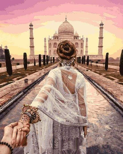 Schilderen op Nummer - Romantische wandeling Taj Mahal