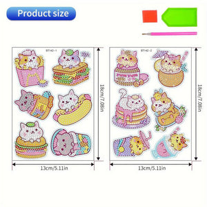 Diamond Painting 5D 12 Stickers Katten