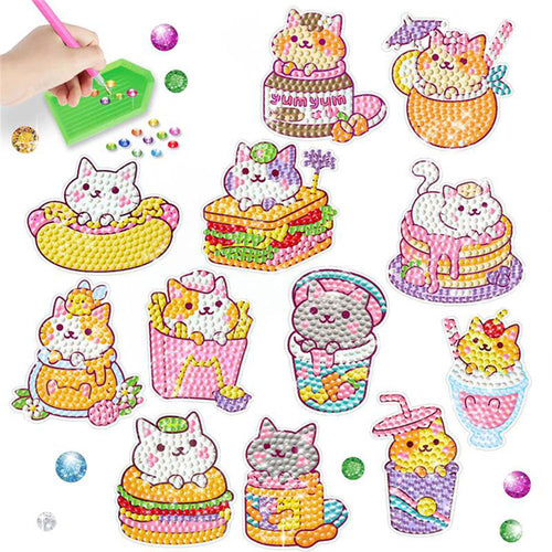 Diamond Painting 5D 12 Stickers Katten