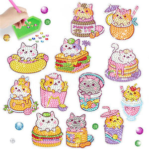 Diamond Painting 5D 12 Stickers Katten