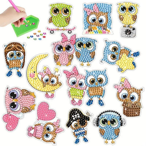 Diamond Painting 5D 13 Stickers Uilen