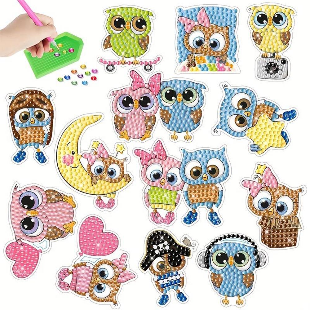 Diamond Painting 5D 13 Stickers Uilen