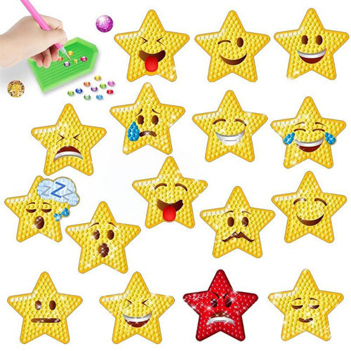 Diamond Painting 5D 16 Stickers Sterren Emoji