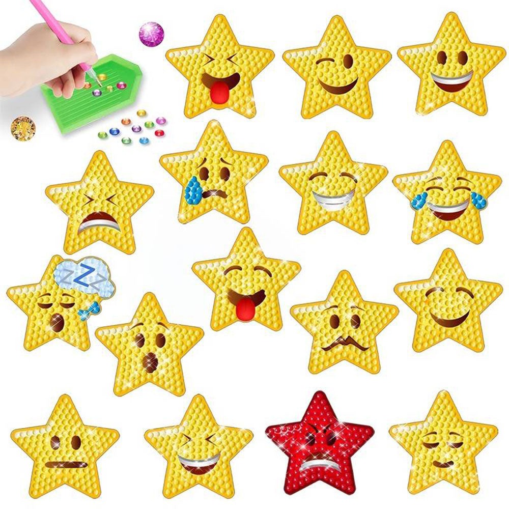Diamond Painting 5D 16 Stickers Sterren Emoji