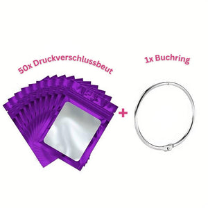 Diamond Painting 5D 50 Ziplock Zakjes en 1 Boek Ring in 8 Kleuren
