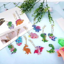 Afbeelding in Gallery-weergave laden, Diamond Painting Sleutelhangers 5D Dinosaurus 12 Stuks