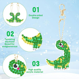 Diamond Painting Sleutelhangers 5D Dinosaurus 12 Stuks