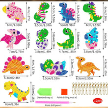 Afbeelding in Gallery-weergave laden, Diamond Painting Sleutelhangers 5D Dinosaurus 12 Stuks