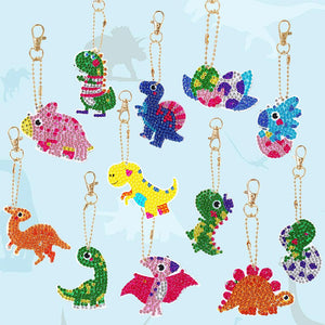 Diamond Painting Sleutelhangers 5D Dinosaurus 12 Stuks