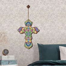 Afbeelding in Gallery-weergave laden, Decoratieve Hanger Diamond Painting Kruis Bloemen