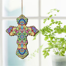 Afbeelding in Gallery-weergave laden, Decoratieve Hanger Diamond Painting Kruis Bloemen