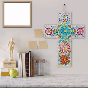 Decoratieve Hanger Diamond Painting Kruis met Bloemen