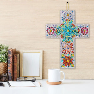Decoratieve Hanger Diamond Painting Kruis met Bloemen